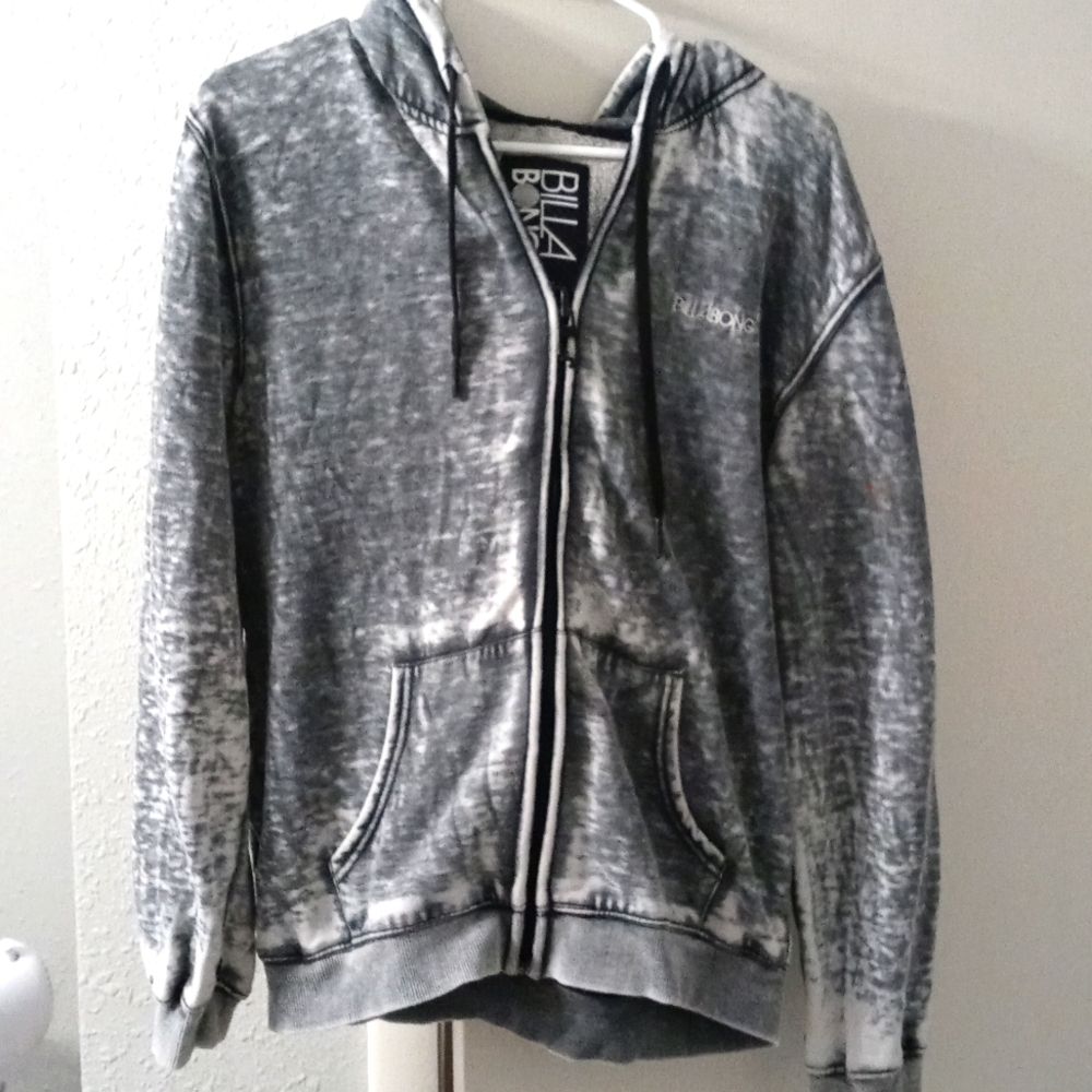 Billabong zip up jacket Size: MED. Gray and white stone wash